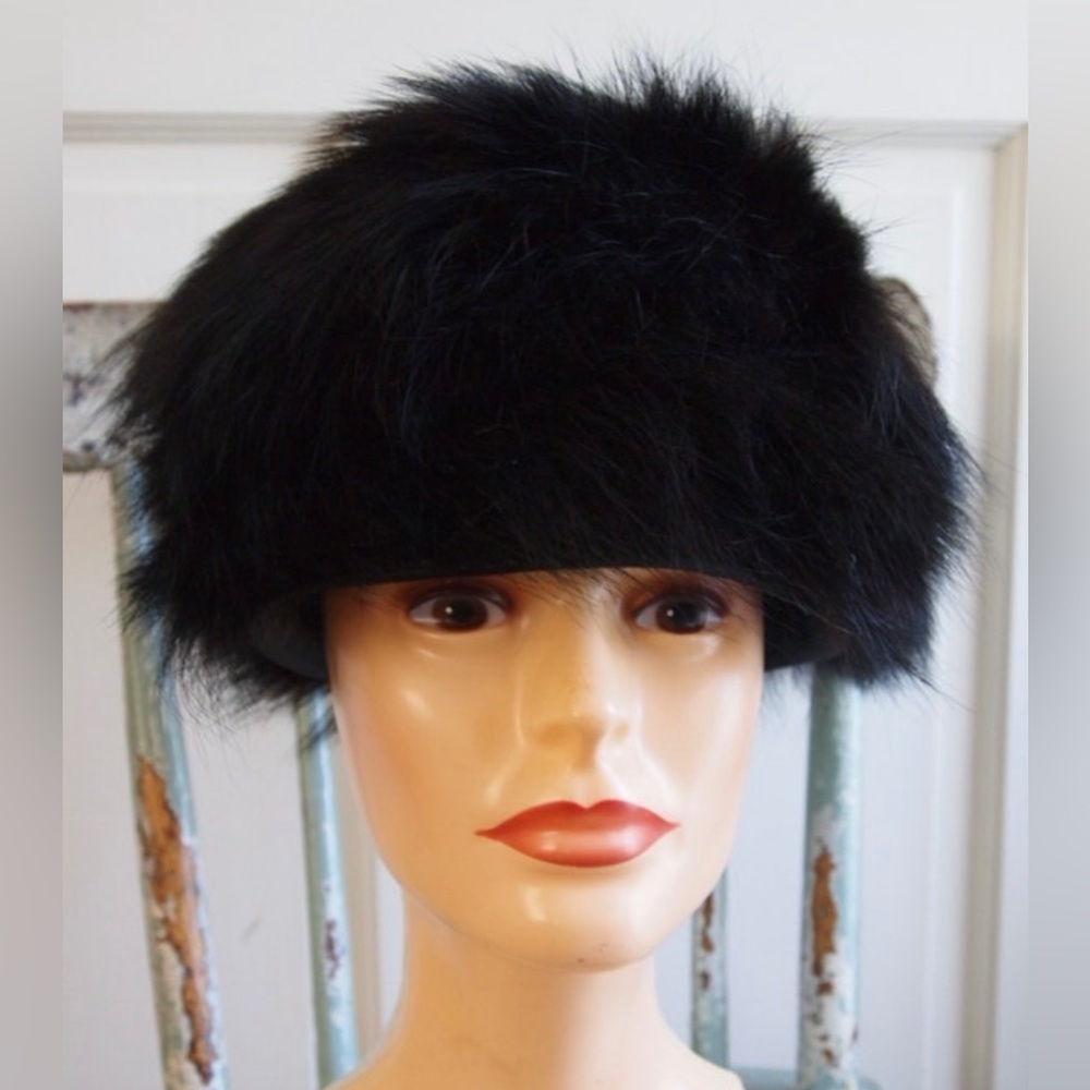 Vintage Hat Original By Del Veta Hat Black Fox 1960’s excellent condition